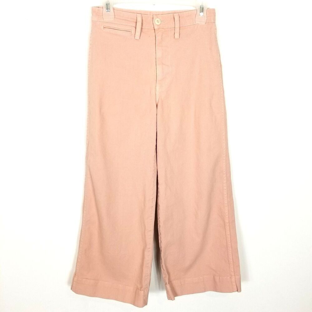 Madewell Women Emmett Wide Leg Crop‎  Jeans Sz 25 Peach City Boho High Rise